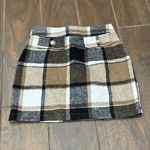 SHEIN Plaid Mini Skirt in Black, Brown, and White